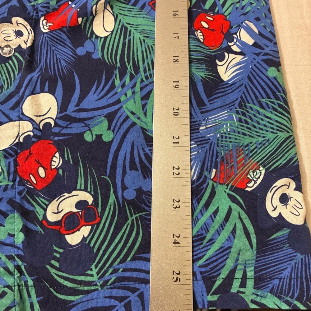 Disney Mickey Mouse Hawaiian Shirt Shorts Set Youth XL Tropical Palm Button Down